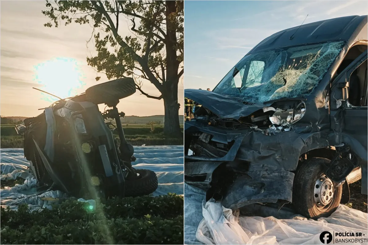 FOTO: Pri Rimavskej Sobote došlo k vážnej nehode, vodiči skončili v nemocnici a obe autá zničené