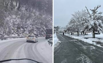 FOTO: Sneženie v Banskobystrickom kraji komplikuje dopravu: Nehoda na Donovaloch, uzavreté cesty pre kamióny