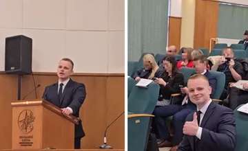 Mazurek rečnil na Ekonomickej fakulte UMB v Bystrici a fotil sa s jej študentmi, medzi obyvateľmi to vyvolalo pobúrenie