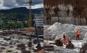 VIDEO: Takto pokračuje výstavba novej Rooseveltovej nemocnice v Banskej Bystrici, čochvíľa začne rásť do výšky