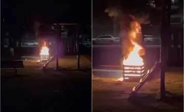 VIDEO: Na detskom ihrisku v Bystrici horelo, ľudí vystrašili plamene, poslanec adresoval páchateľovi ostré slová