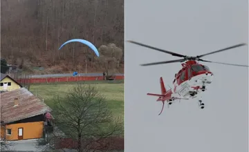 VIDEO: Zranenému paraglajdistovi v Hnúšti letel na pomoc vrtuľník, v Rimavskej Sobote havaroval motorkár
