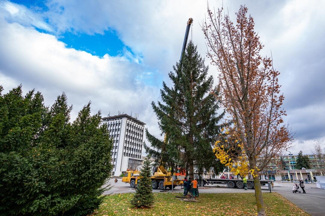 FOTO: Pozrite si, ako sa dostal stromček aj na námestie v Žiari nad Hronom, foto 5