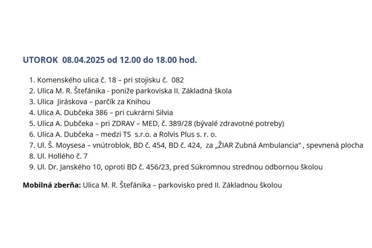 FOTO: Prehľad zberných miest, foto 4