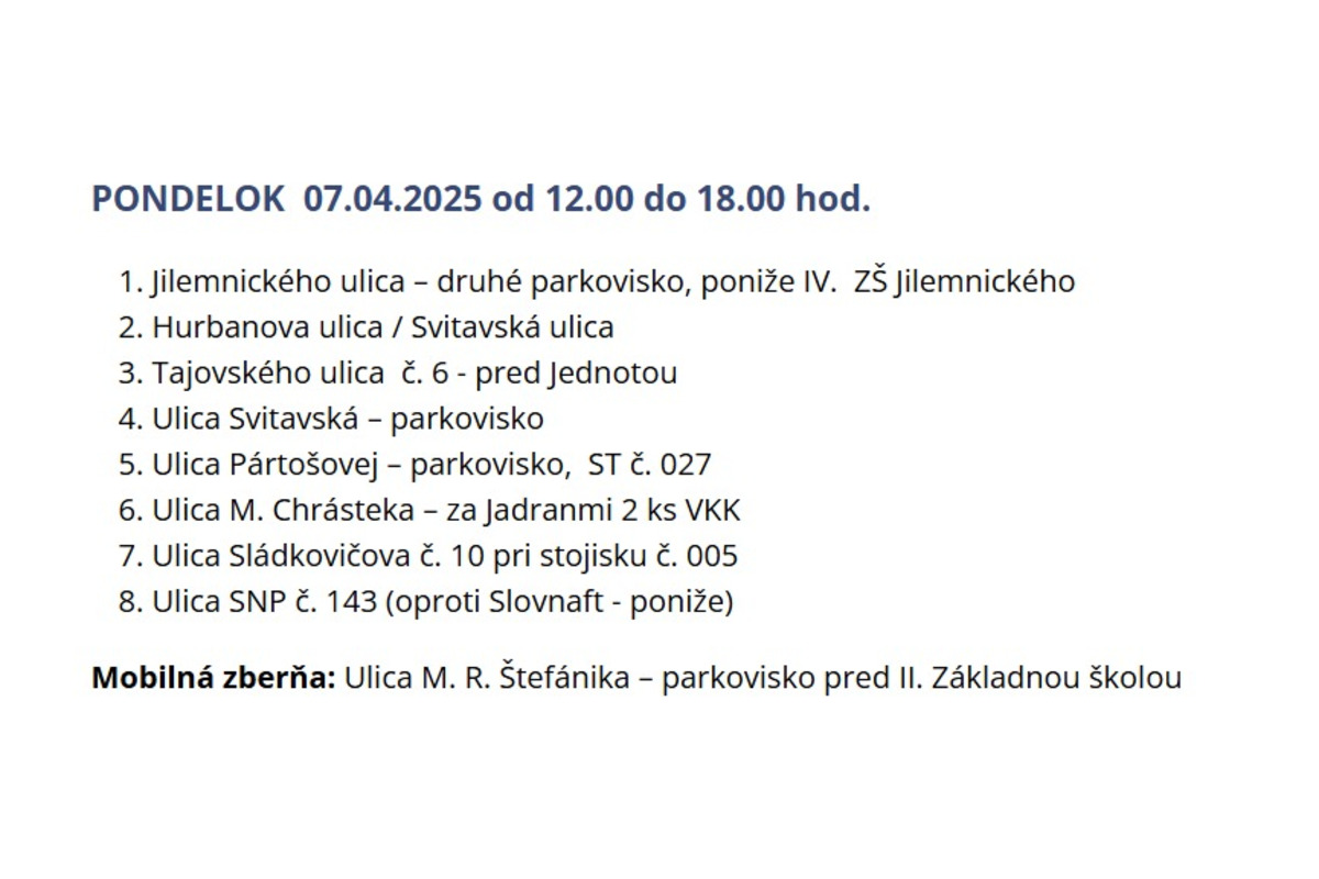 FOTO: Prehľad zberných miest, foto 5