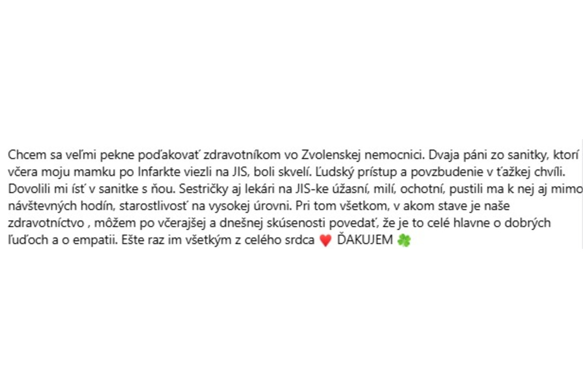 FOTO: Poďakovanie Zvolenčanky Anny, foto 1