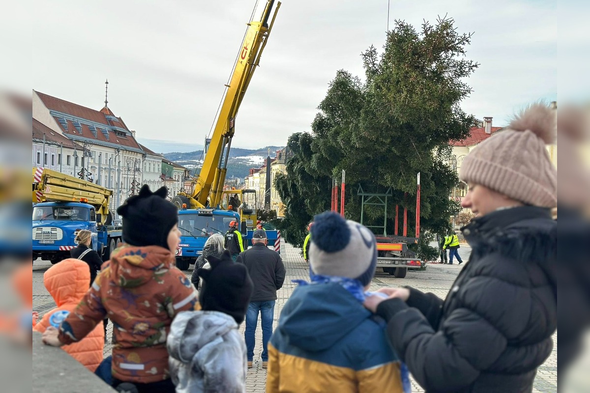 FOTO: Na Námestie SNP v Banskej Bystrici doviezli vianočný stromček, foto 2