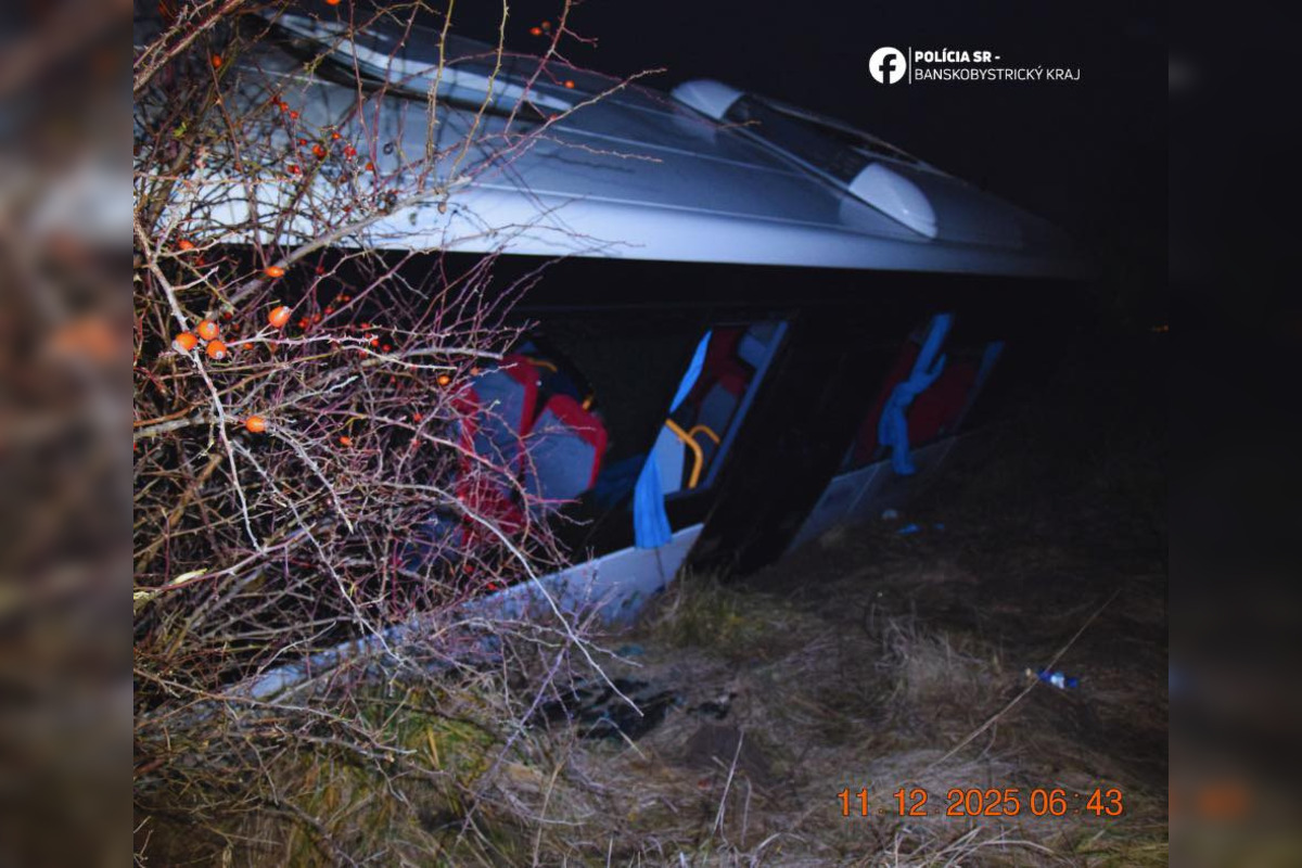 FOTO: Pri Lučenci havaroval autobus, zranili sa štyria ľudia, foto 3