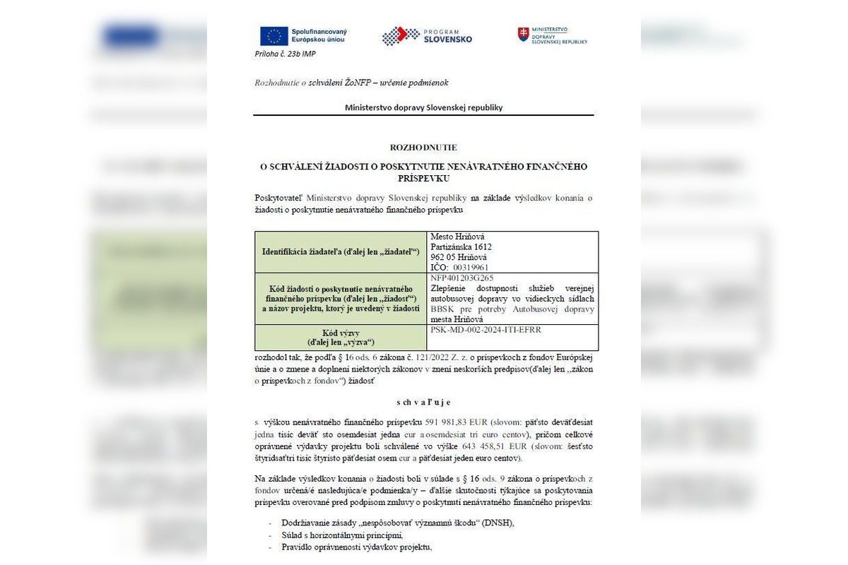 FOTO: Hriňová získala milióny na modernizáciu dopravy, foto 1