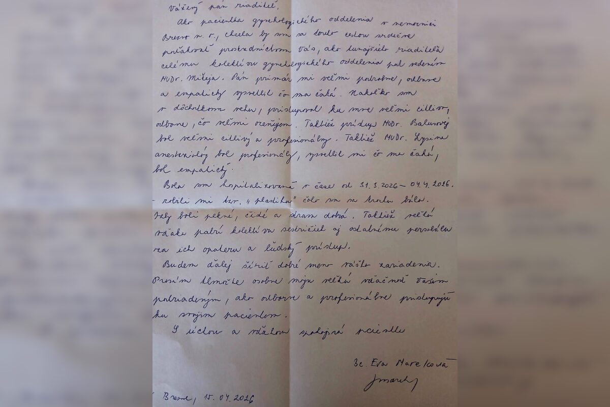 FOTO: Nemocnica zverejnila poďakovanie od pacientky, foto 2