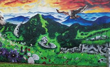 FOTO: Fasáda paneláku na Zlatom potoku dostala nový šat. Skrášľuje ju maľba od miestneho umelca