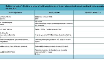 FOTO: Zvolen rozdelil dotácie vo výške takmer 300-tisíc eur. Kto dostal peniaze?