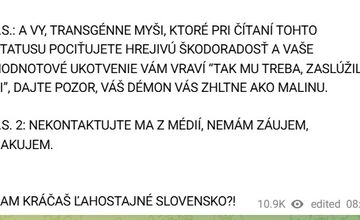 FOTO: Správa hudobníka na sociálnej sieti