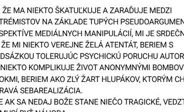 FOTO: Správa hudobníka na sociálnej sieti