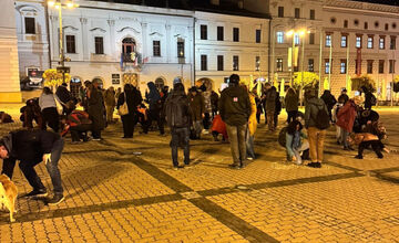 FOTO: V Bystrici sa konal netradičný protest proti výrubu v mestskom parku