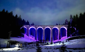 FOTO: Viadukt v Telgárte nasvietili prvýkrát v 90-ročnej histórii