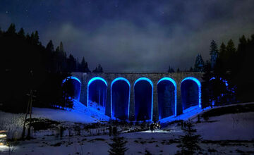 FOTO: Viadukt v Telgárte nasvietili prvýkrát v 90-ročnej histórii