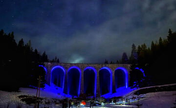FOTO: Viadukt v Telgárte nasvietili prvýkrát v 90-ročnej histórii