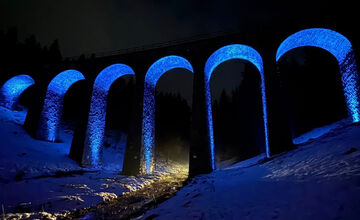 FOTO: Viadukt v Telgárte nasvietili prvýkrát v 90-ročnej histórii