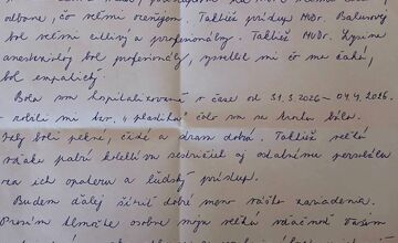 FOTO: Nemocnica zverejnila poďakovanie od pacientky