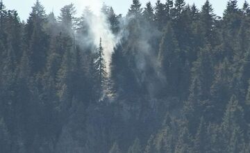 FOTO: V katastri obce Hriňová horí les, bojujú s ním desiatky hasičov